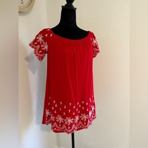 Altar'd State Red and White Mini Dress or Tunic Size Small